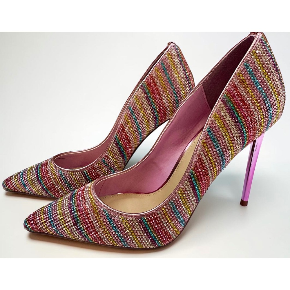 NWOB Steve Madden Vivacious Pump Rainbow Tie-Dye Crystal Pink Womens Size 7